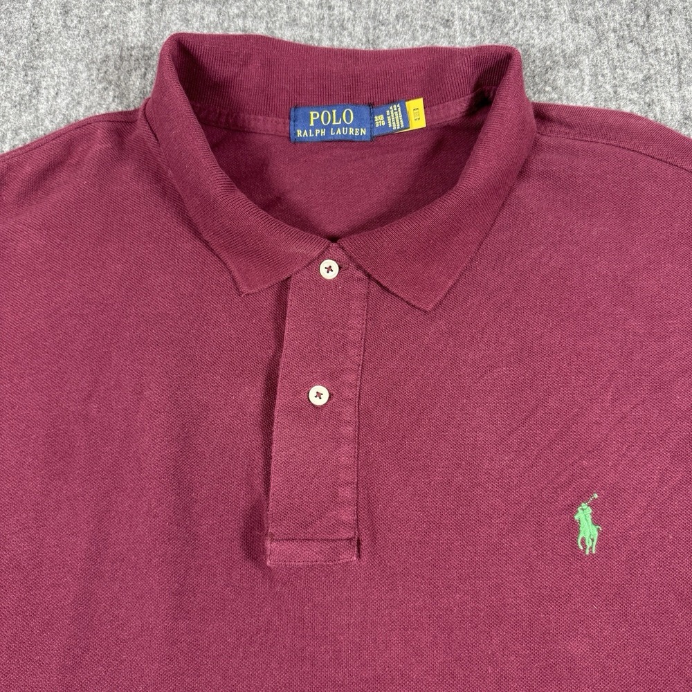 Polo Ralph Lauren Mens 3XB Big Tall Polo Shirt Burgundy Green Pony Cotton